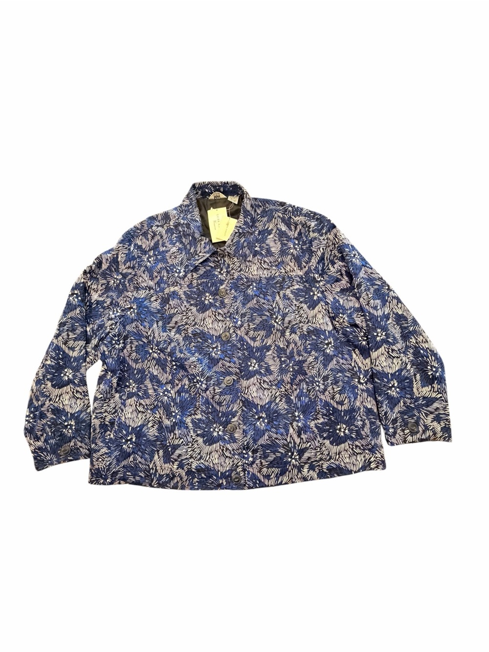 Laura Ashley Blazer Jacket Womens Beaded Button Up 3X New $118 Abstract Floral